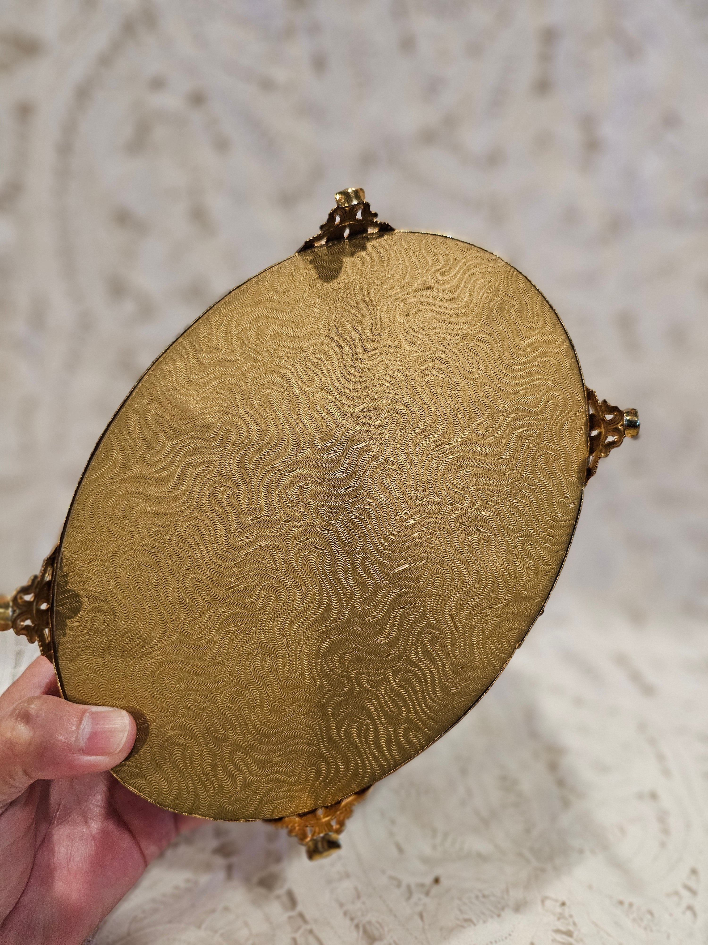 Brass Filigree Jewelry Box Oval