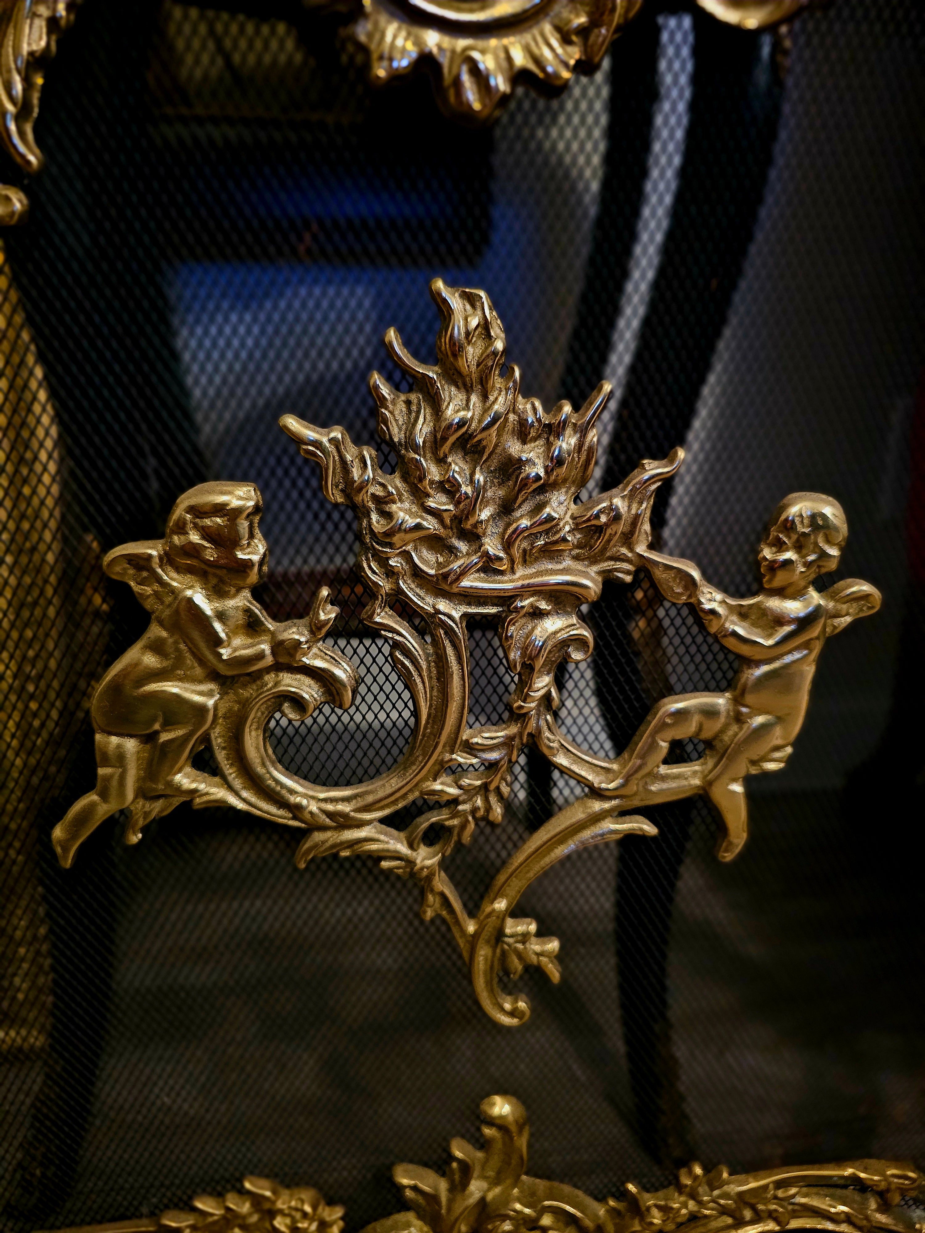 French Brass Fireplace Screen