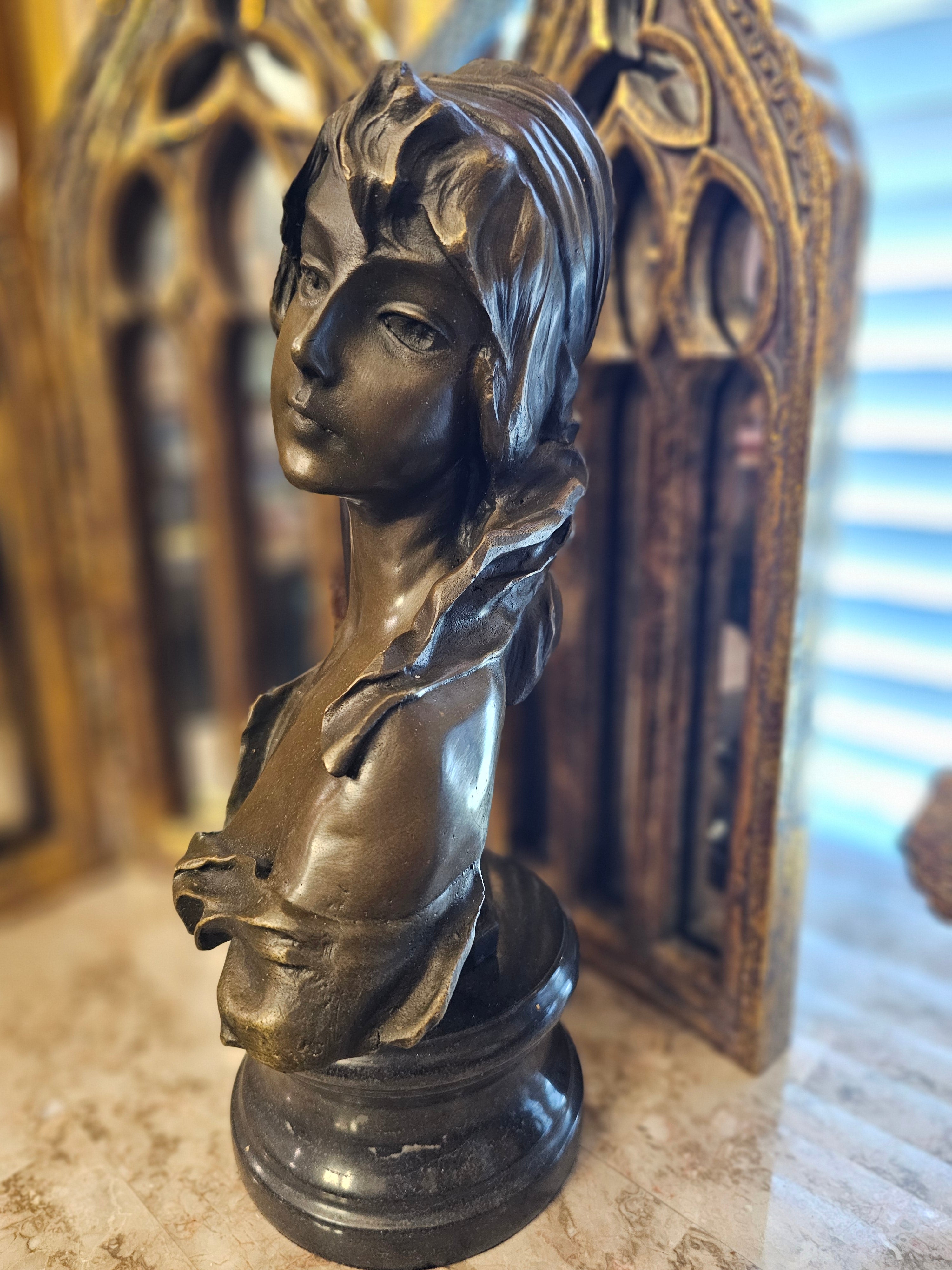 Bronze Female Bust on Marble Base
