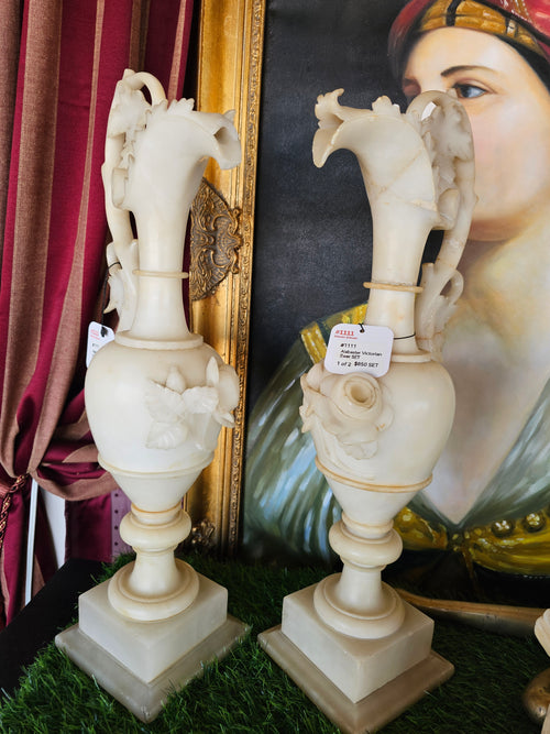 Beautiful Pair of Carver Alabaster Victorian Ewer.