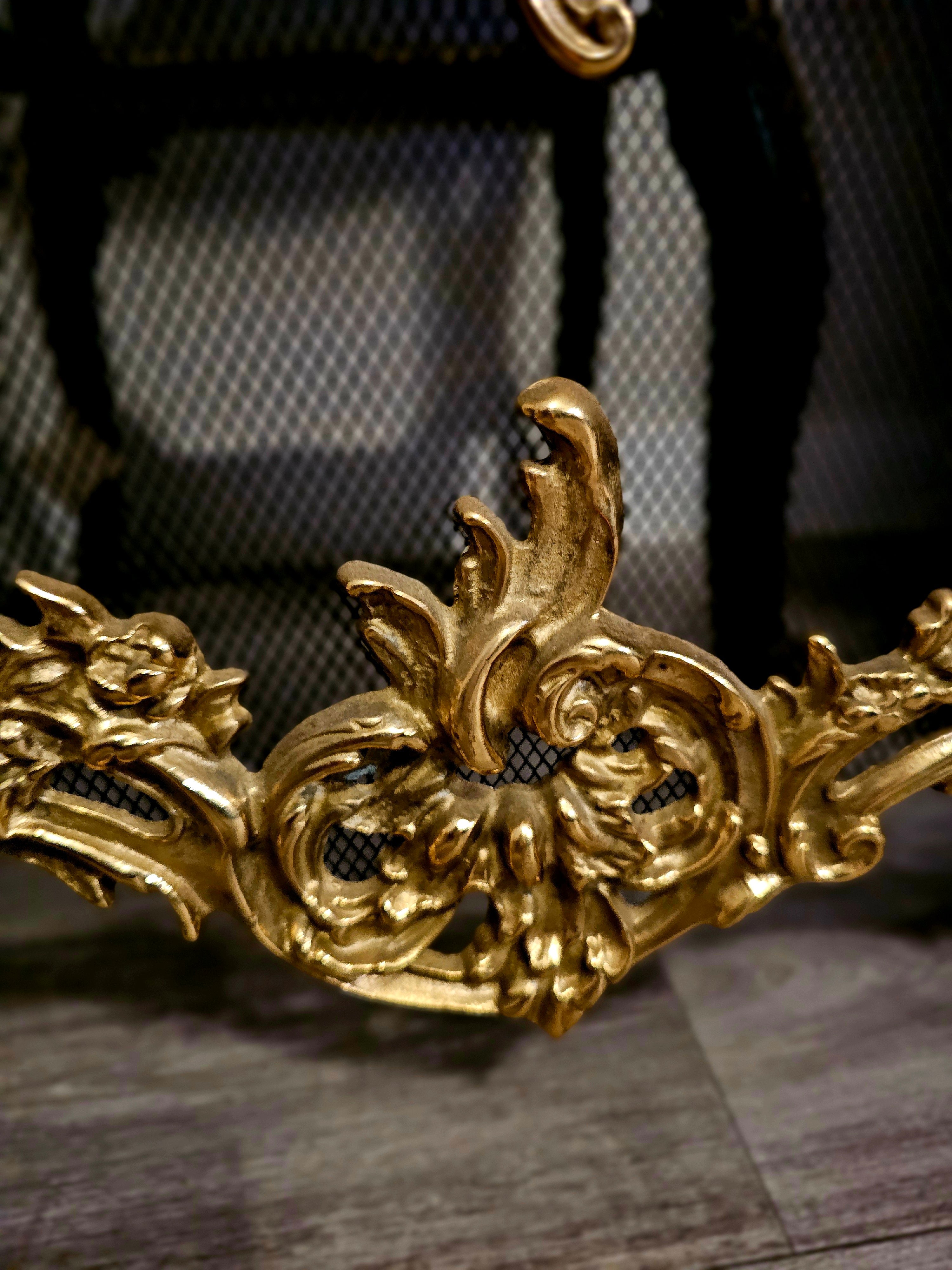 French Brass Fireplace Screen
