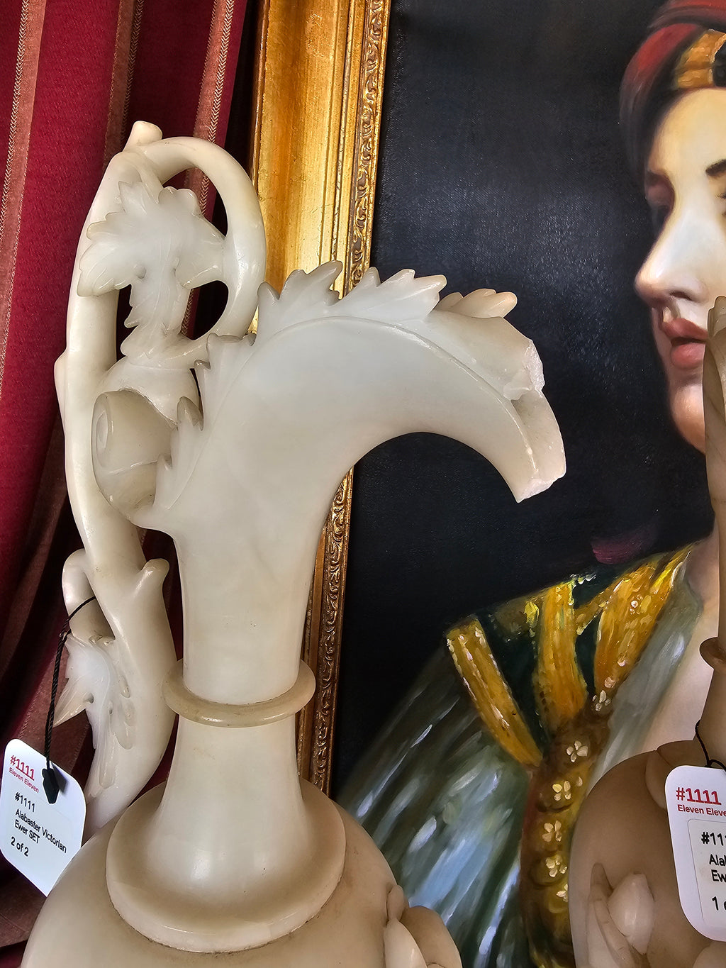 Beautiful Pair of Carver Alabaster Victorian Ewer.