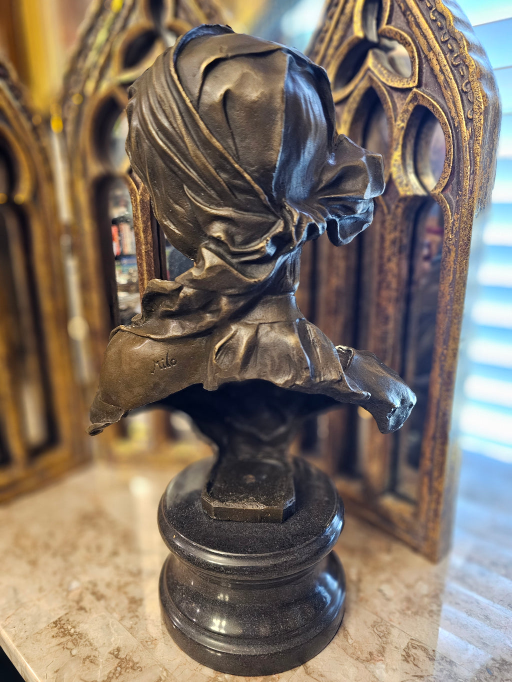 Bronze Female Bust on Marble Base