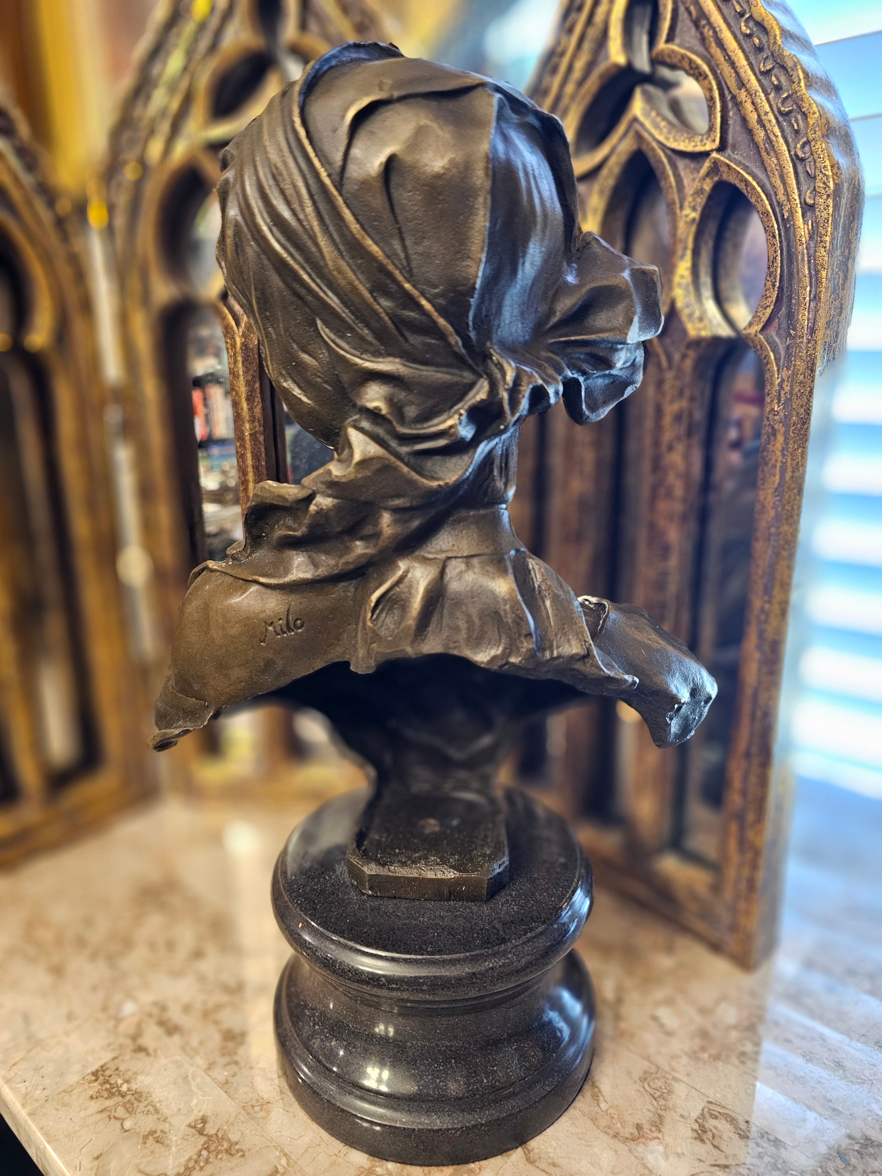 Bronze Female Bust on Marble Base