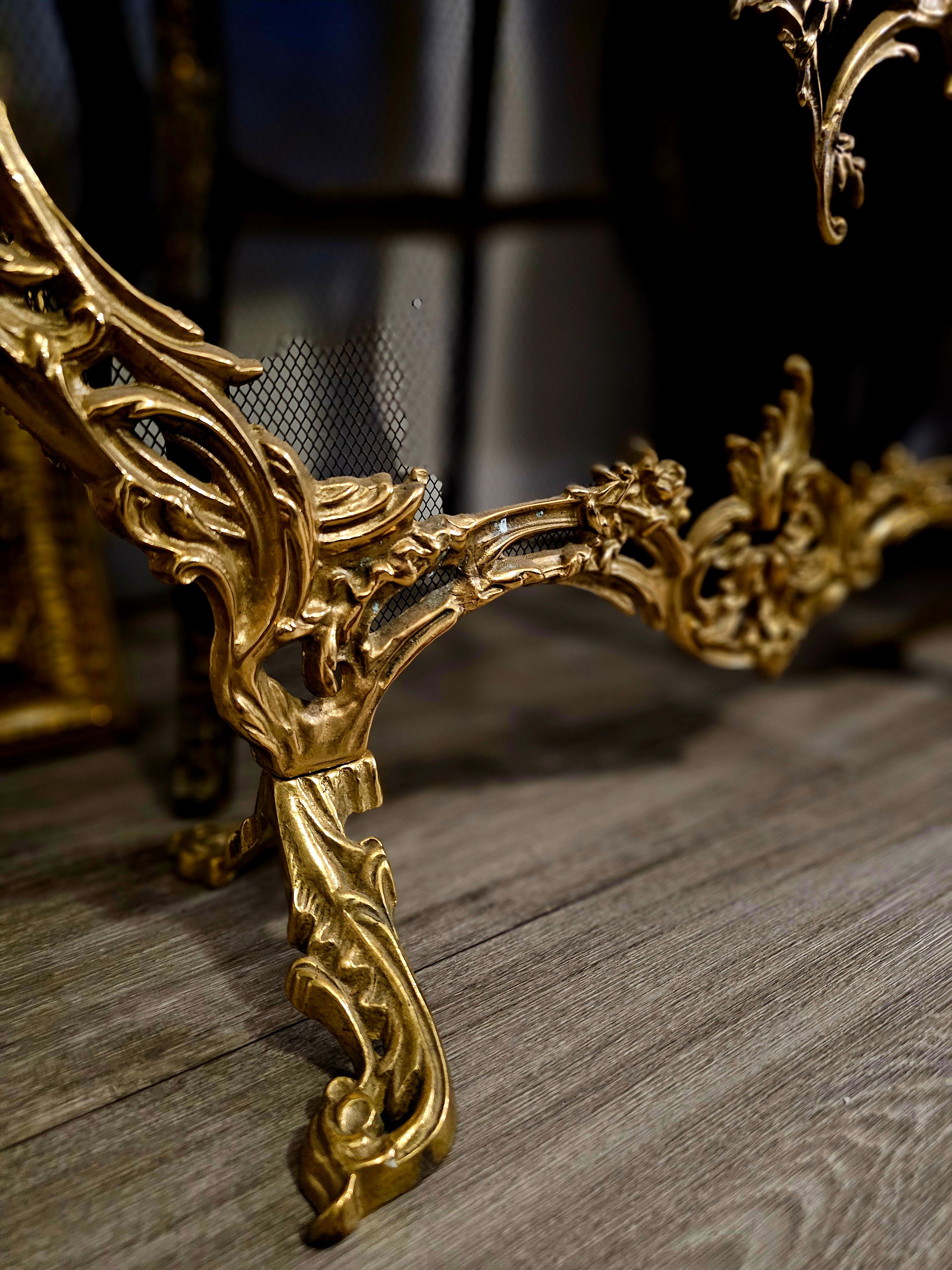 French Brass Fireplace Screen