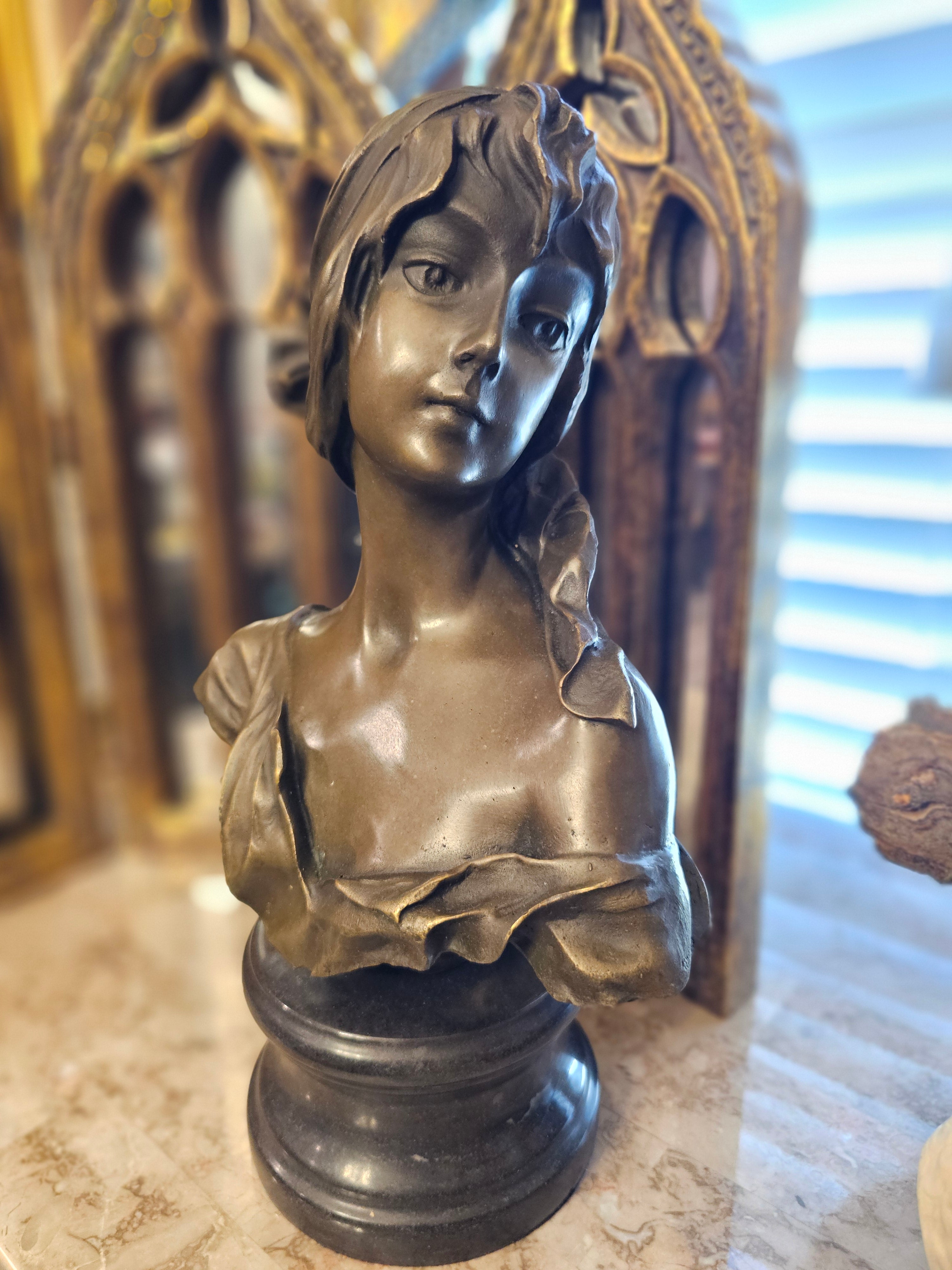 Bronze Female Bust on Marble Base